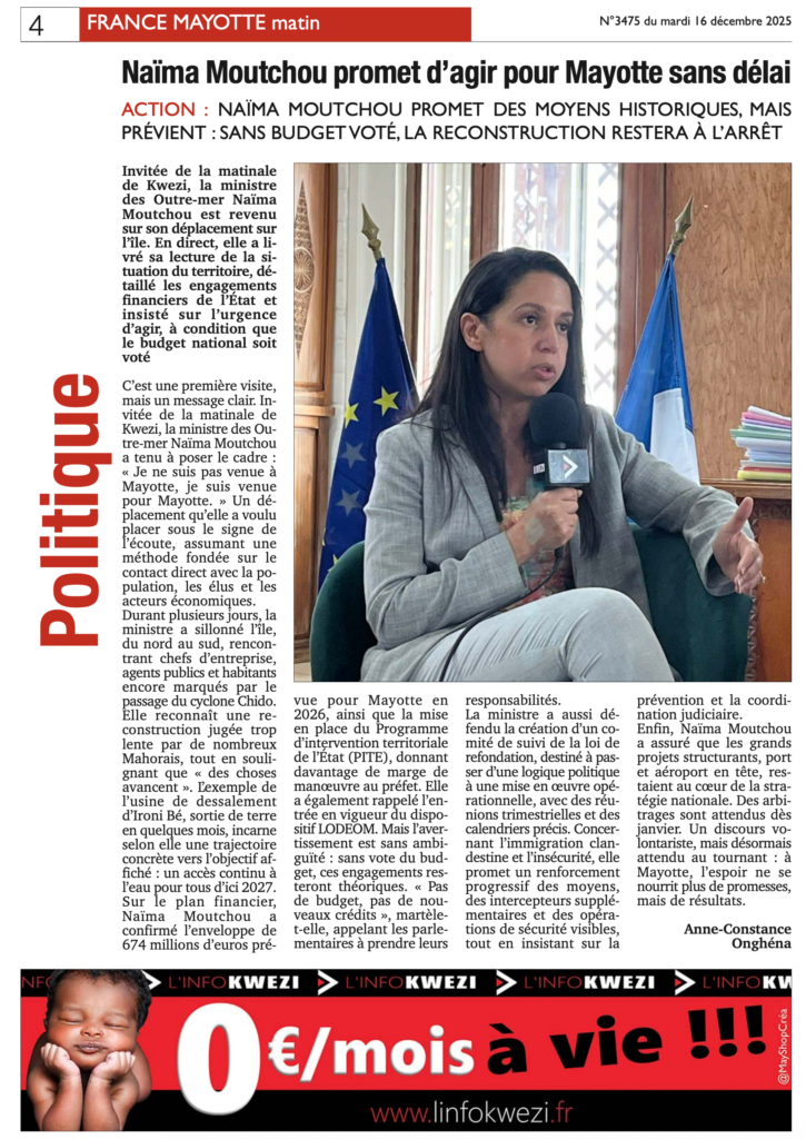 Votre France Mayotte Matin vient de paraître 1 Capture decran 2025 12 16 a 03.29.50