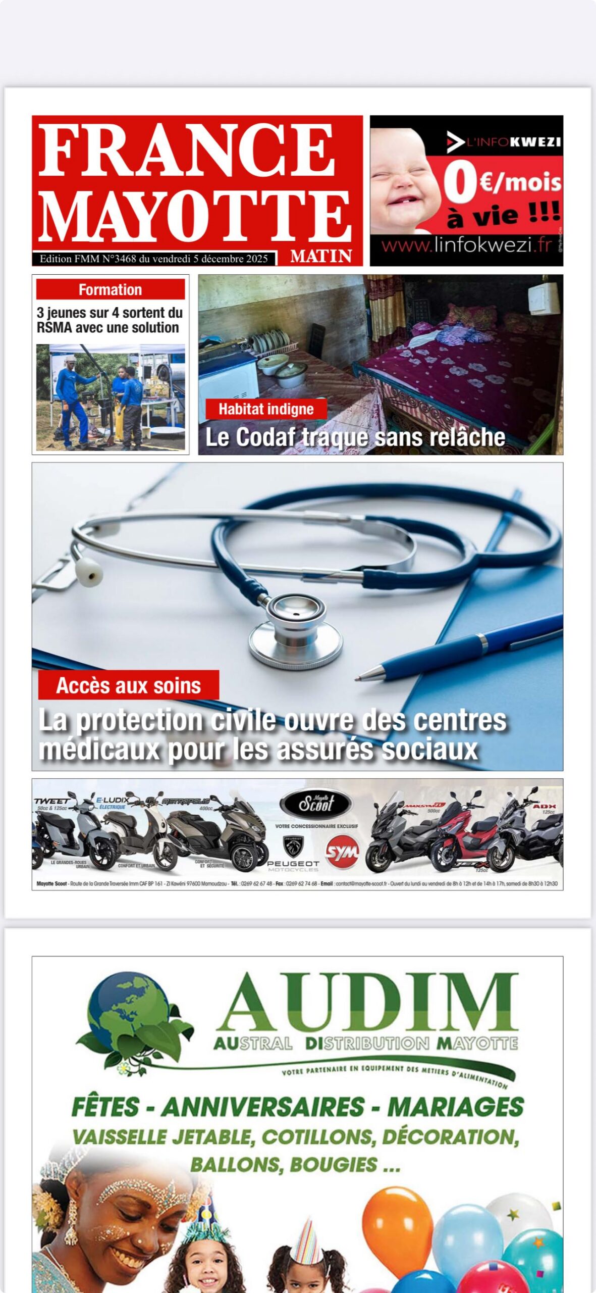 France Mayotte consacre sa Une à trois urgences du territoire