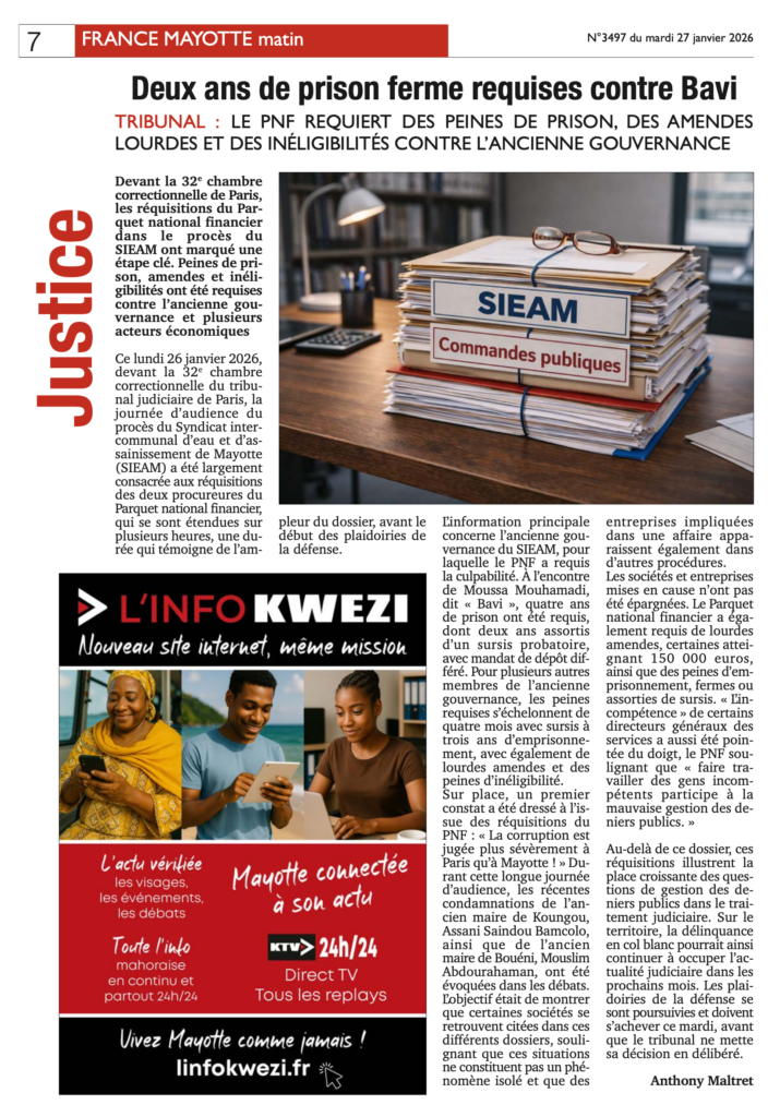 Votre France Mayotte Matin vient de paraître 1 Capture decran 2026 01 27 a 03.38.54