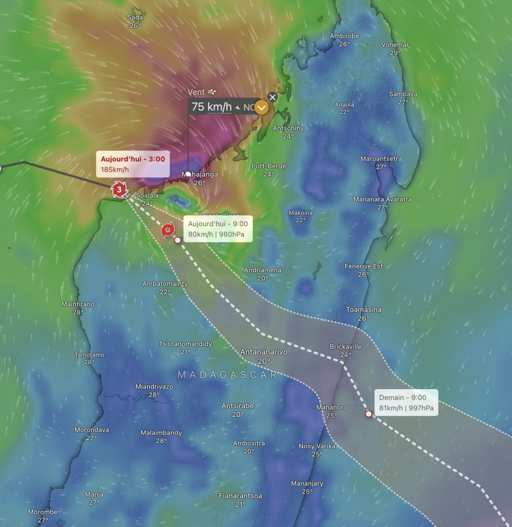 Le cyclone Fytia menace Madagascar, Mayotte en périphérie 1 Capture decran 2026 01 31 a 07.59.01