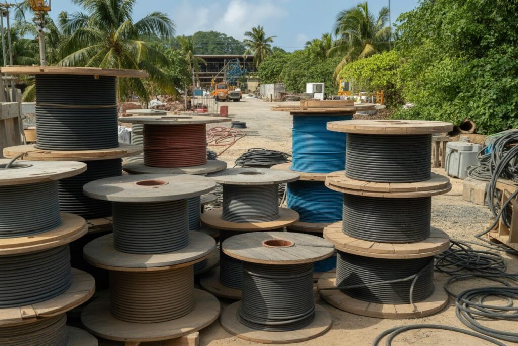 Illustration de câbles électriques évoquant la sanction de Autorité de la concurrence contre Nexans et Sonepar pour entente dans les territoires ultramarins.