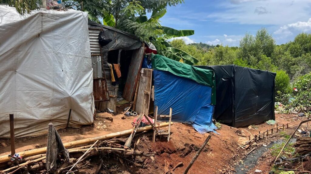 Camp de migrants à Tsoundzou à Mayotte dans une mangrove avec conditions de vie précaires dénoncées par la députée Anchya Bamana
