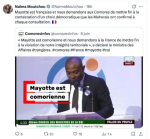 Accueil 19 Naïma Moutchou s’exprimant sur un sujet lié à Mayotte et aux relations entre la France et les Comores