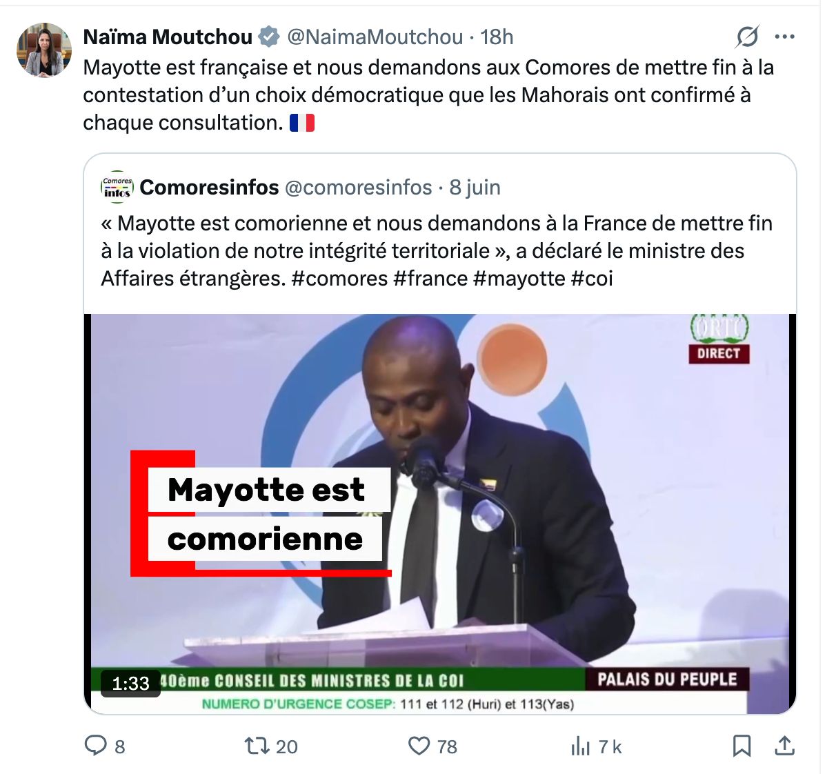 Naïma Moutchou recadre publiquement Moroni
