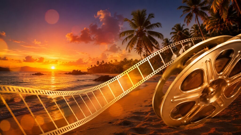 Projection d’un film en plein air lors d’une animation culturelle à Mayotte