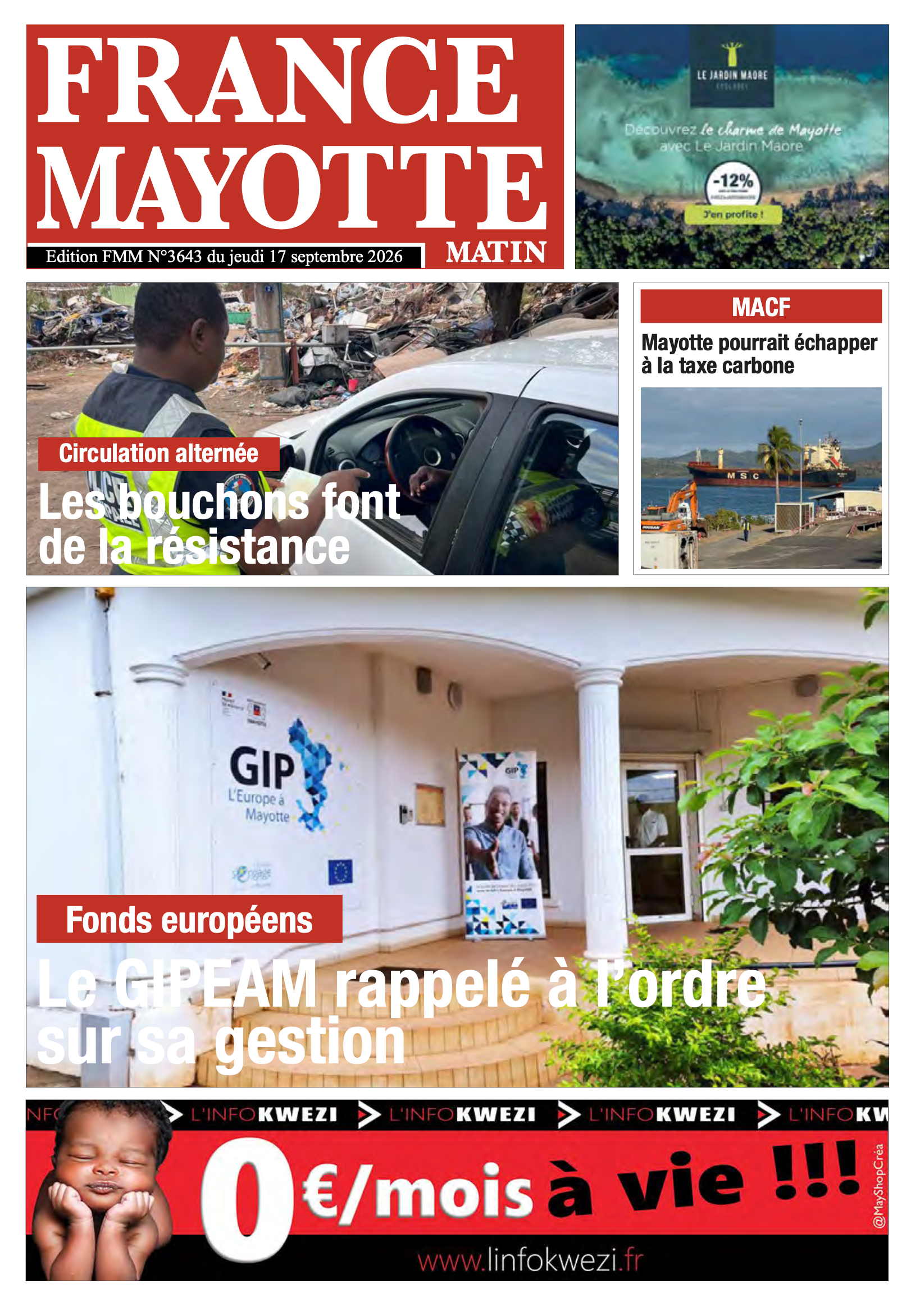 Votre France Mayotte Matin vient de paraître