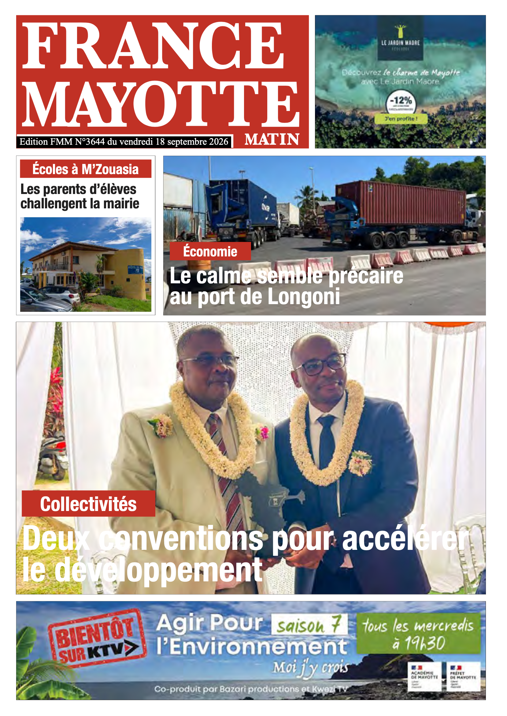 Votre France Mayotte Matin vient de paraître