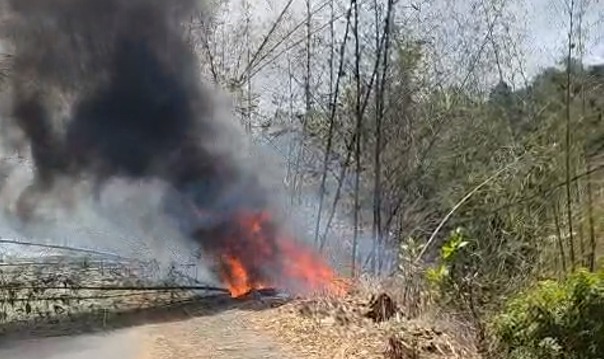 Vahibé toujours sous tension, plusieurs incendies touchent la végétation le long de la route (vidéo)