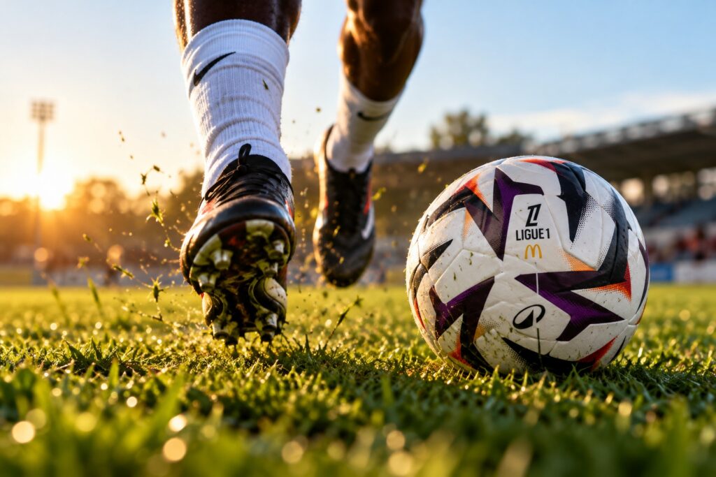Keyliane Abdallah, jeune attaquant mahorais de l’Olympique de Marseille, lors d’une rencontre de football professionnel.